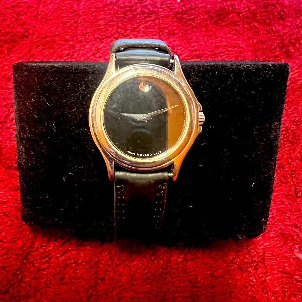 Authentic pre loved ladies MOVADO w/ black strap